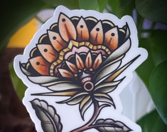 Traditional tattoo flower sticker