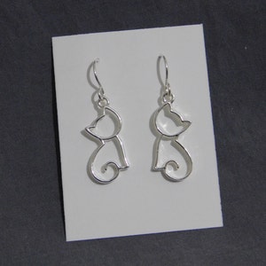 Kitty Cat Silhouette 1" Charm Sterling silver ear wires art deco bohemian