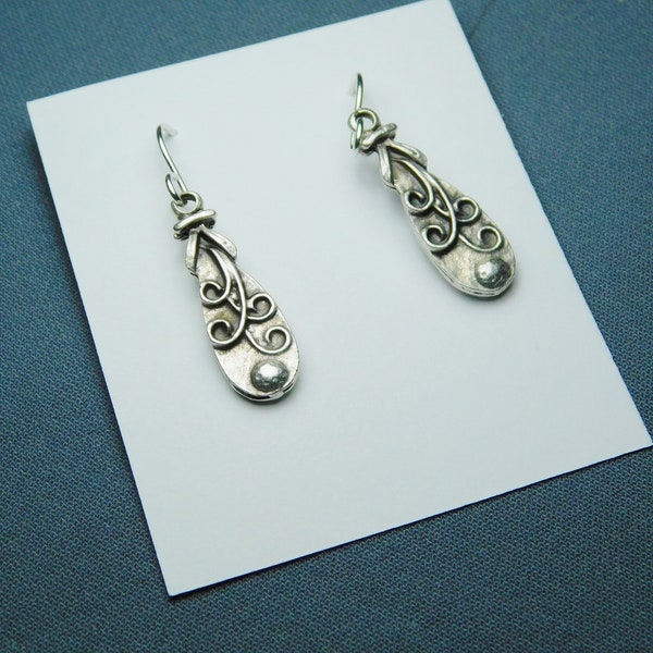 Tear drop Ethnic Silver Earrings/ Sterling silver ear wires/ Ethnic/ Bohemian Boho/ Birthday/ wife/ minimalist/ Raised design/ curls swirls