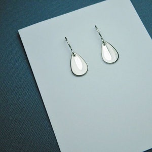 1/2" tiny charm Teardrop Earrings Sterling silver ear wires Plain and simple birthday Art deco Bohemian Minimalist basic shiny artisan