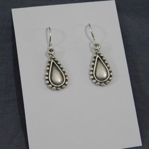 Antique Silver Teardrop Earrings, Sterling Silver Wires