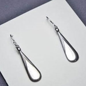1-1/8&quot; charm Downton Abby Edwardian Teardrop Earrings 1920&#39;s Art deco Sterling Silver ear wires Sterling plated charm USA Elegant earrings