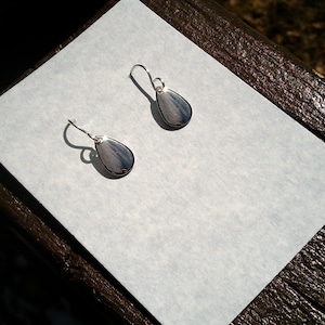 Sterling Silver ear wires Rhodium plt Teardrop Earrings, Tiny Minimalist Charms