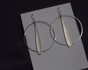 Hoop Silver Earrings/ Hammered style drops/ Sterling Silver ear wires/ Statement/ Bold/ Bohemian Boho/ Geometric/ Art Deco/ Modern/ Large