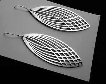 Marquise Weave Stainless Steel Earrings, Geometric Dangle Charms