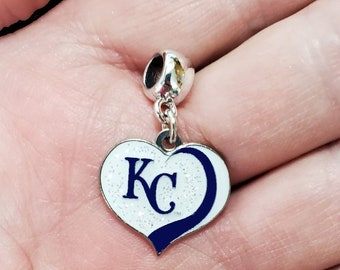 KC KANSAS CITY Baseball Charm Slider Pendant for Bracelets Necklaces I Love Baseball Jewelry etc Diy