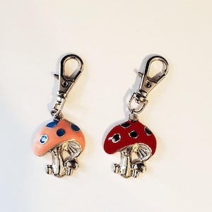 MUSHROOM Charm BUNDLE Zipper Pull Clip On for Purse Jeans Tote Bag Wallet Jacket Journal Backpack or Pet Dog Cat Collar Jewelry