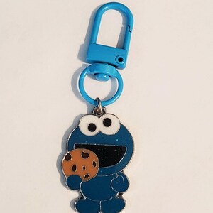COOKIE MONSTER Charm Clip On Snap Clasp for Zipper Pull Purse Tote Diaper Bag Wallet Jacket Backpack or a SMALL Pet Dog Cat Collar Jewelry