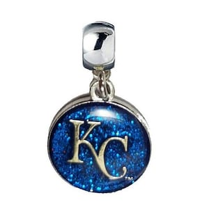 Colgante deslizante brillante de béisbol de los KC KANSAS CITY Royals para pulseras europeas, collares, joyas, etc., bricolaje