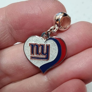 NEW YORK GIANTS Swirl Heart Charm Compatible With Pandora Style Bracelets. Can Also Be Worn as a Necklace included. Etsy