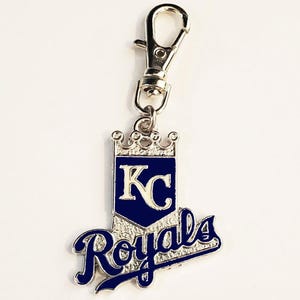 Dije de béisbol de KC KANSAS CITY con cierre de clip para bolso, cartera, teléfono móvil, chaqueta, mochila, pañalera, collar para perro o gato, joyería