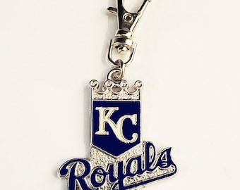 KC KANSAS CITY Baseball Charm Clip On Zipper Pull for Bag Purse Jeans Belt Loop Wallet Jacket Backpack Diaper Bag Pet Dog Cat Collar Jewelry