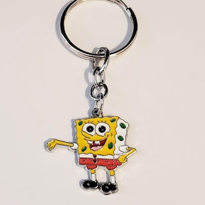 Charm de BOB ESPONJA con personaje de dibujos animados, llavero, anillo o cartera, mochila, chaqueta, bolso, billetera, mascota, etc.