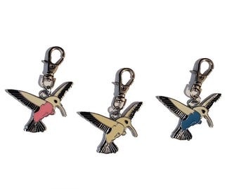 HUMMINGBIRD Bag Charm Zipper Pull Clip On for Purse Wallet Backpack Diaper Bag Journal Jacket or Pet Collar Jewelry
