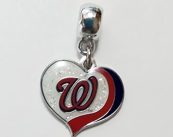 WASHINGTON BASEBALL Charm Slider Pendant for Bracelets Necklaces I Love Baseball Jewelry etc Diy