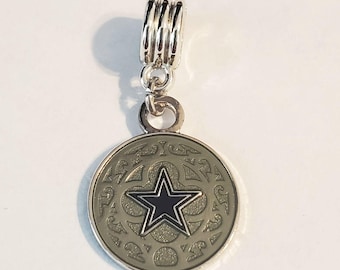 DALLAS FOOTBALL Charm Round Add On Slider Pendant for Bracelets Necklaces I Love Football Round Jewelry etc Diy