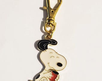CARTOON CHARM Too Much Coffee! Zipper Pull for Purse Wallet Backpack Diaper Bag Jacket etc or Pet Cat Dog Collar Jewelry Clip On