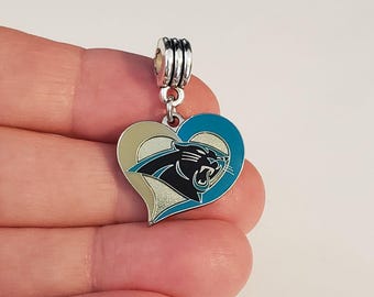 CAROLINA FOOTBALL Charm Slider Pendant for Bracelets Necklaces I love Football Heart Jewelry etc Diy