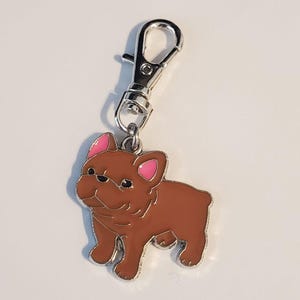 Dije de cervatillo con diseño de bulldog francés, con cierre de clip para cartera, teléfono móvil, chaqueta, mochila, bolso o collar para perro o gato