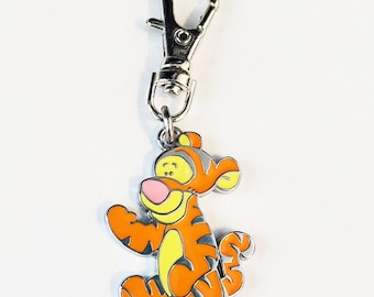CARTOON CHARM TIGER Zipper Pull Charm Clip On for Bag Jeans Purse Tote Wallet Jacket Backpack or Small Pet Dog Cat Collar Jewelry Tag Charm