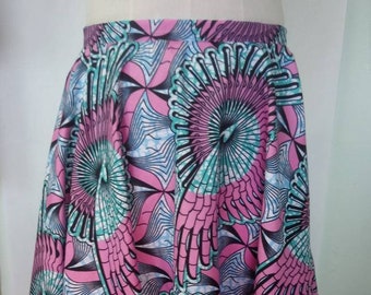 African Print Pink Ankara Dutch Wax Skirt  LONG PLUS SIZE 16 18 20 22 24 26 28 30 handmade