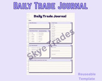Trading Journal Page | Reusable Trade Journal | Digital Download