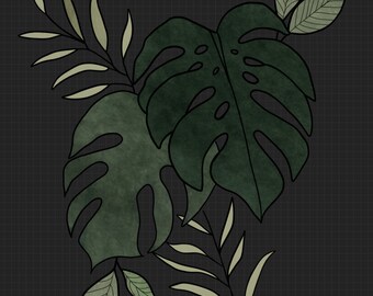 Monstera png digital clip art