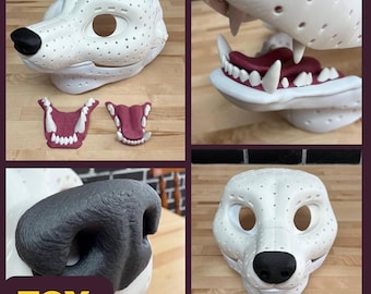 Fox Fursuit Headbase Kit 3D-Printed PLA with moving jaw