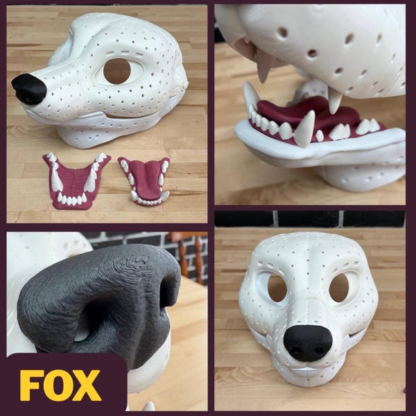 Fox Fursuit Headbase Kit 3D-Printed PLA with moving jaw