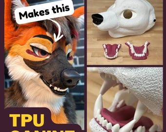 Canine TPU Fursuit Headbase With Moving Jaw