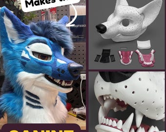 Canine Fursuit Headbase 3D-printed PLA with moving jaw