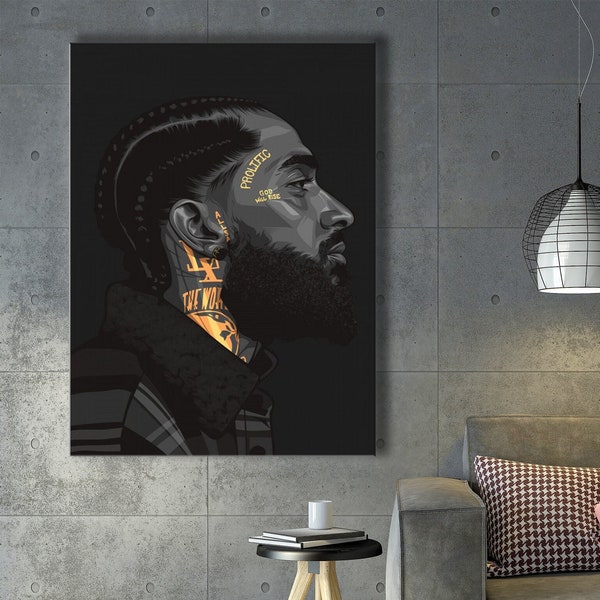 Nipsey Hussle Music Poster, American Rapper Wall Nipsey Hussle Print , Singer Poster, Famous Art Canvas Painting, Hip-Hop Art Canvas