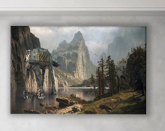 Star Wars AT-AT, Canvas Landscape Painting, Thrift Store Art, Wall Mural,  Large Wall Art, Star Wars Gift, Star Wars Art. Star Wars Fan Gift