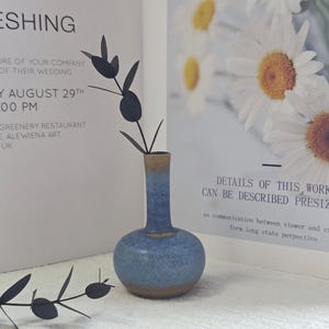 Handmade Ceramic Blue Bud Vase: Memorial Vase, Fireplace Decor Pottery, Small Accent Decor one blue (H)
