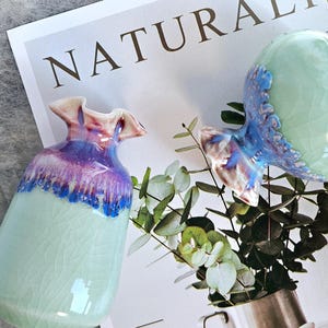 Unique Handmade Green Mini Ceramic Flower Vase - Gift for Vase Lovers bild 11
