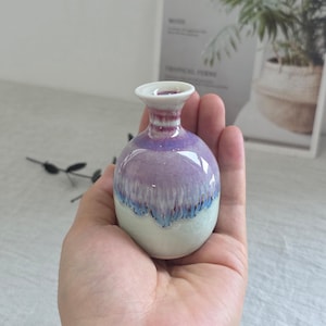 Unique Handmade Green Mini Ceramic Flower Vase - Gift for Vase Lovers