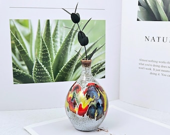 Handcrafted Ceramic Mini Vase, Glossy Glazed Finish, Home Decor