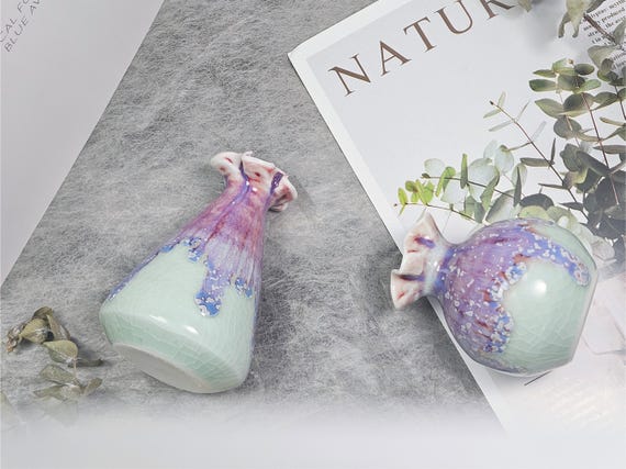 Unique Handmade Green Mini Ceramic Flower Vase - Gift for Vase Lovers