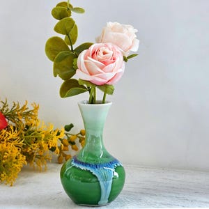 Kleine grüne Keramik Blumenvase - Gartenvase one green(B)