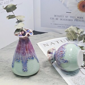 Unique Handmade Green Mini Ceramic Flower Vase - Gift for Vase Lovers bild 8