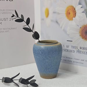 Handmade Ceramic Blue Bud Vase: Memorial Vase, Fireplace Decor Pottery, Small Accent Decor image 11
