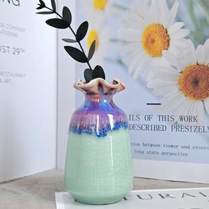 Unique Handmade Green Mini Ceramic Flower Vase - Gift for Vase Lovers one green(D)