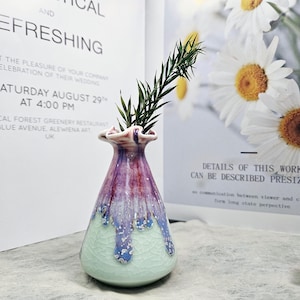 Unique Handmade Green Mini Ceramic Flower Vase - Gift for Vase Lovers one light green(B)