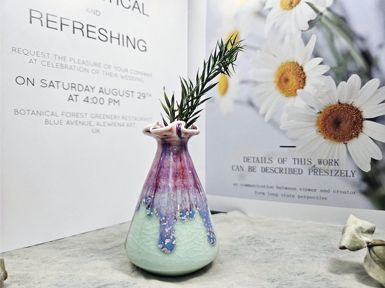 Unique Handmade Green Mini Ceramic Flower Vase - Gift for Vase Lovers one light green(B)