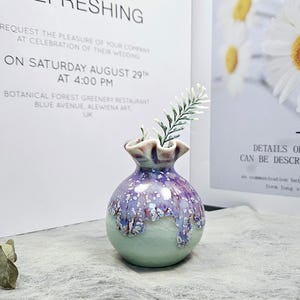 Unique Handmade Green Mini Ceramic Flower Vase - Gift for Vase Lovers one light green(C)
