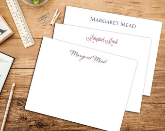 Simply Personalized Flat Note cards with Envelopes, Sets of ten Cards, Customized Note Cards, Color and Font customized Cards, ThankYou Card