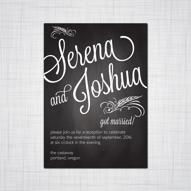 Chalkboard Bold Names Wedding or Elopement Suite Reception Etsy