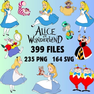 399 Files Alice in Wonderland SVG Bundle, Alice SVG, Princess svg, Alice in Wonderland Clipart, Alice in Wonderland digital download PNG