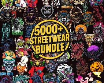 Streetwear T-Shirt Designs Bundle: Hip Hop, Pop Culture (PNG, AI, SVG Digital Download
