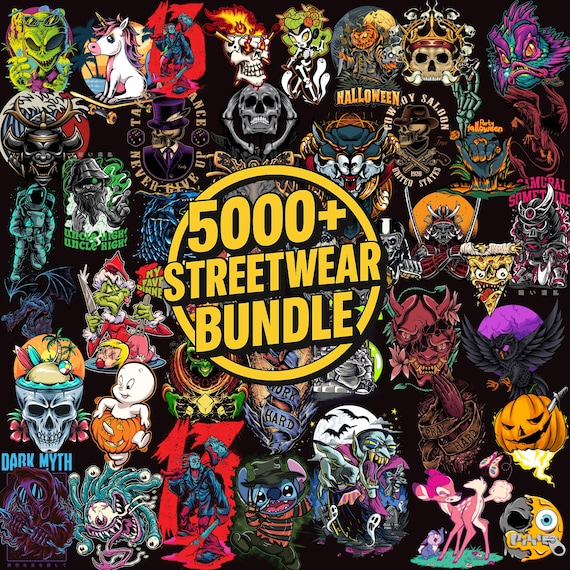 Streetwear T-Shirt Designs Bundle: Hip Hop, Pop Culture (PNG, AI, SVG Digital Download